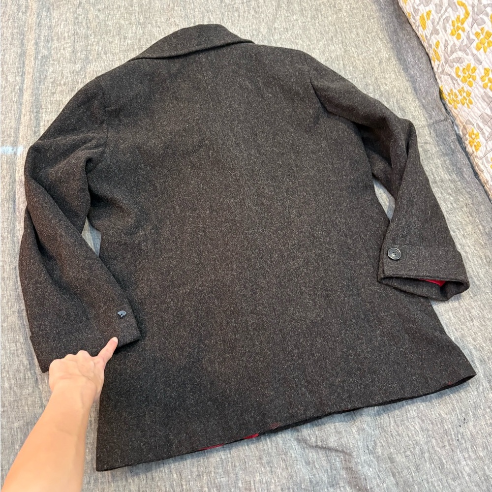 Women’s Double-Breasted 100% Wool Gray Black Coat - Picture 7 of 7
